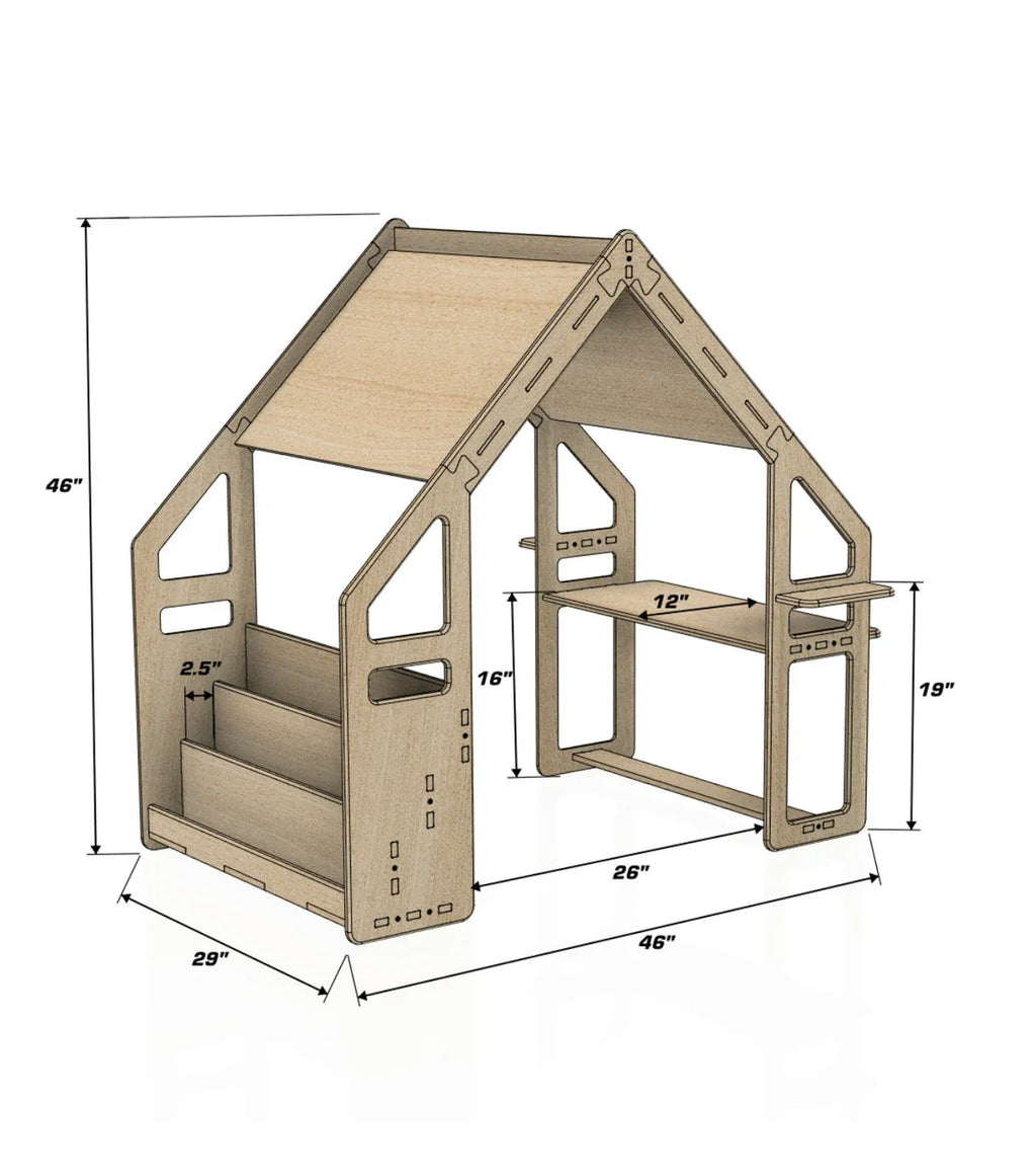 WALLY – Playhouse Inspired Bookshelf + Toy Shelf