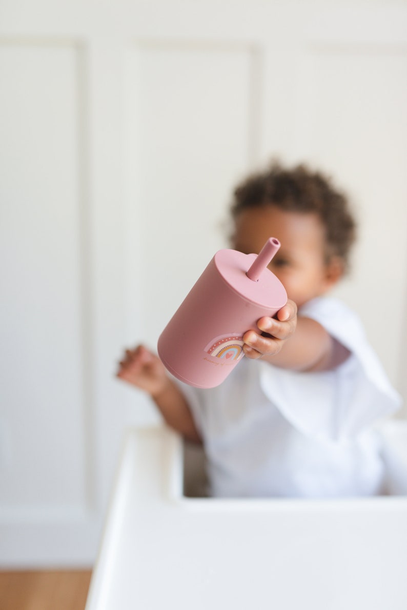 Silicone Straw Cup for Babies & Toddlers – 6oz Silicone Sippy Cup