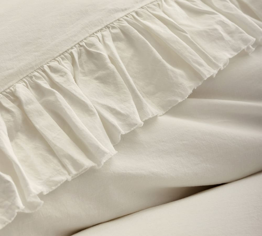 Ivory – 100% Pure Linen | Linen Cotton Mix | 3 Piece Ruffle Duvet