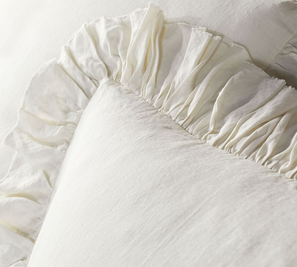 Ivory – 100% Pure Linen | Linen Cotton Mix | 3 Piece Ruffle Duvet