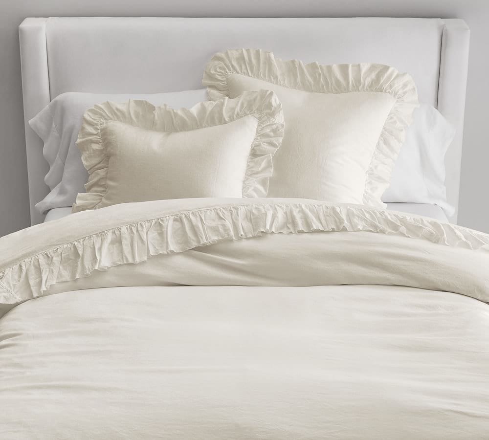 Ivory – 100% Pure Linen | Linen Cotton Mix | 3 Piece Ruffle Duvet