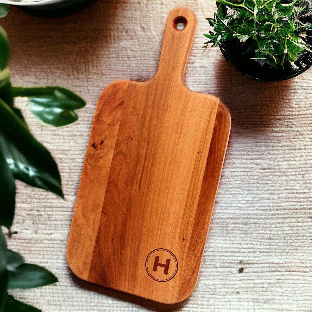 Personalized Last Name Letter Charcuterie Board, Monogram Cherry Wood Paddle Board, Mother’s Day Gift, Wedding Gift, Mad