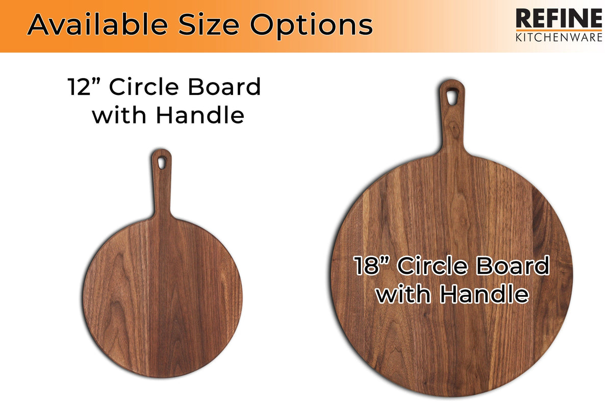 XL Walnut Paddle Cutting Board With Handle, Round Charcuterie Board, Wedding Gift, Charcuterie Board With Handle, 100% H