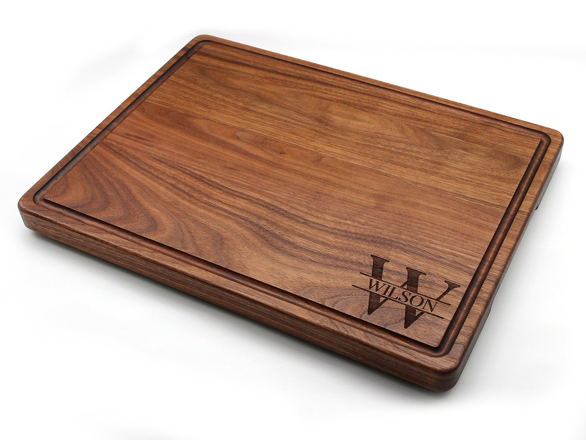 1.25” Thick Extra Large Wood Cutting Board with Feet, Pocket Handles and Juice Groove, 24x18”x1.25 Inches Thick, Gift Fo