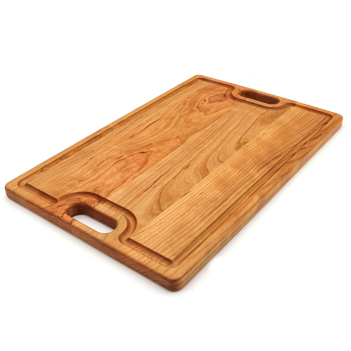 Large Cherry Wood Cutting Board With Juice Groove and Handles 18 x 12 Inches, Cherry Charcuterie Board, Cherry Cheese Bo