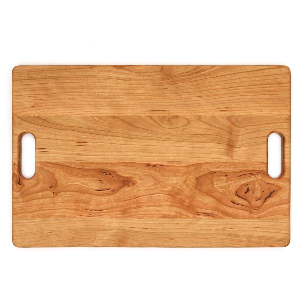 Large Cherry Wood Cutting Board With Juice Groove and Handles 18 x 12 Inches, Cherry Charcuterie Board, Cherry Cheese Bo
