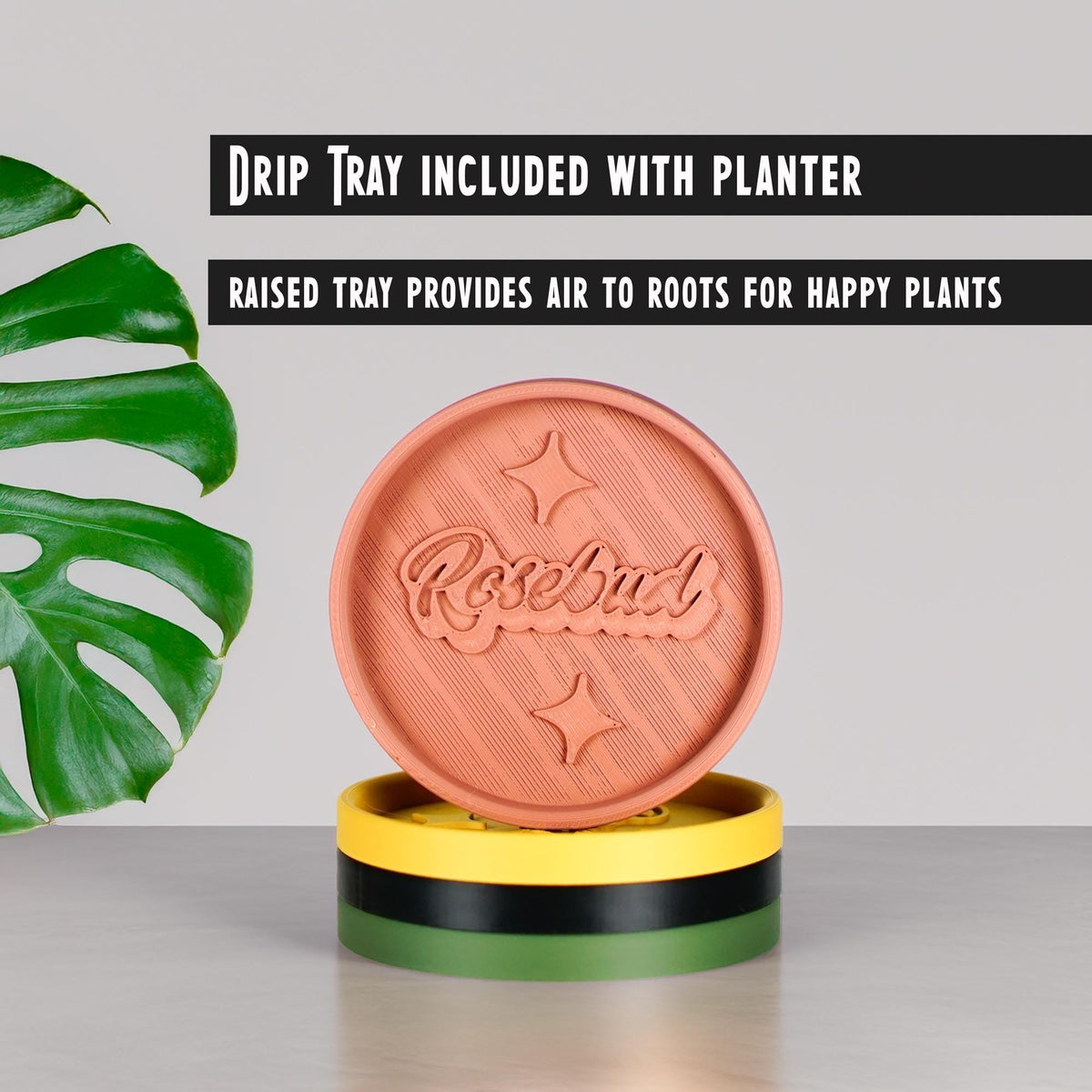 Mid – Century Ribbed Planter with Drainage and Saucer in Multiple Colors, 3D Printed Planter with Unique Modern Design,