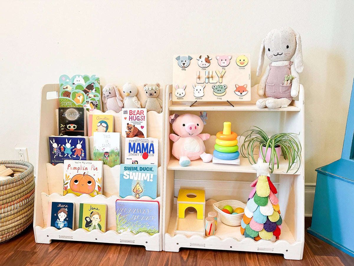 LORI SCALLOPED – Bookshelf + Toy Shelf Set
