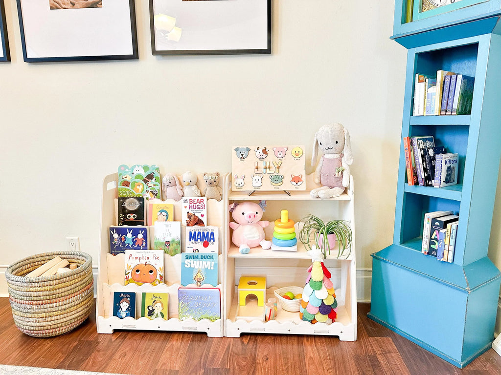 LORI SCALLOPED – Bookshelf + Toy Shelf Set