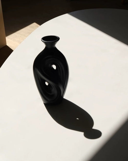 Handmade Contemporary Abstract Ceramic Black Flower Vase – Decorative