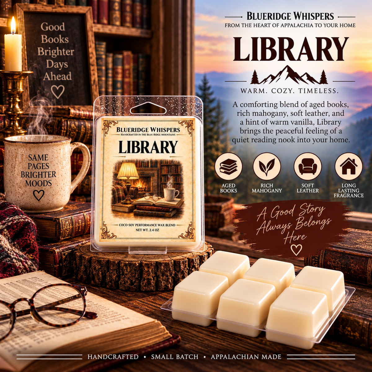Library Wax Melts – Leather & Aged Paper Aromatic Home Fragrance