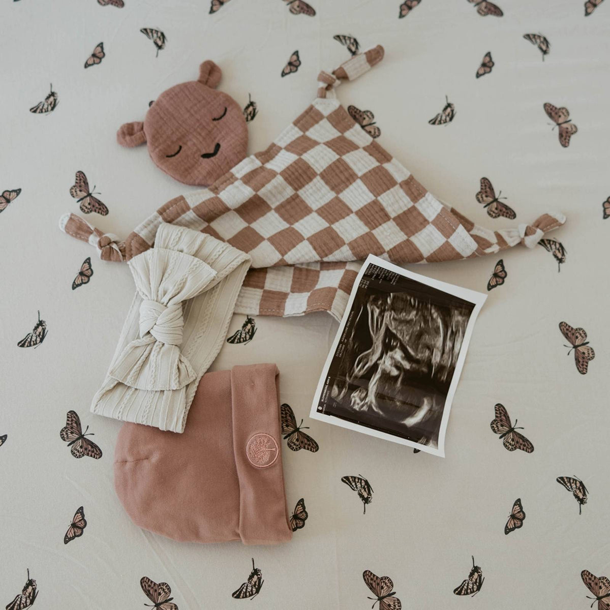100% Muslin Lovey – Rosewood Checker