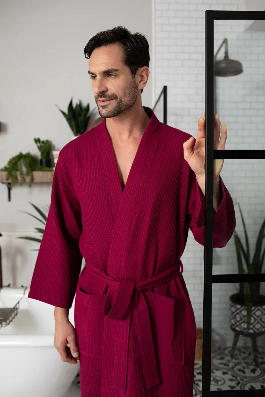 Waffle Spa Bathrobe for Men – Absorbent, Lightweight