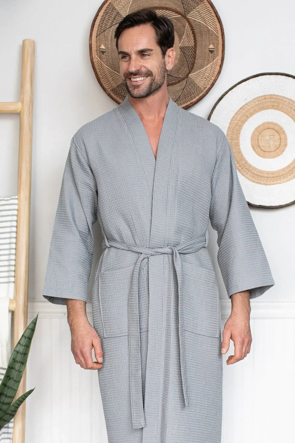 Waffle Spa Bathrobe for Men – Absorbent, Lightweight
