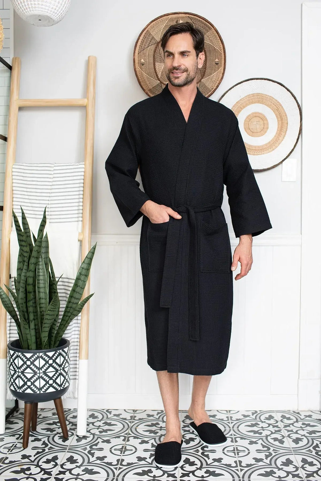 Waffle Spa Bathrobe for Men – Absorbent, Lightweight