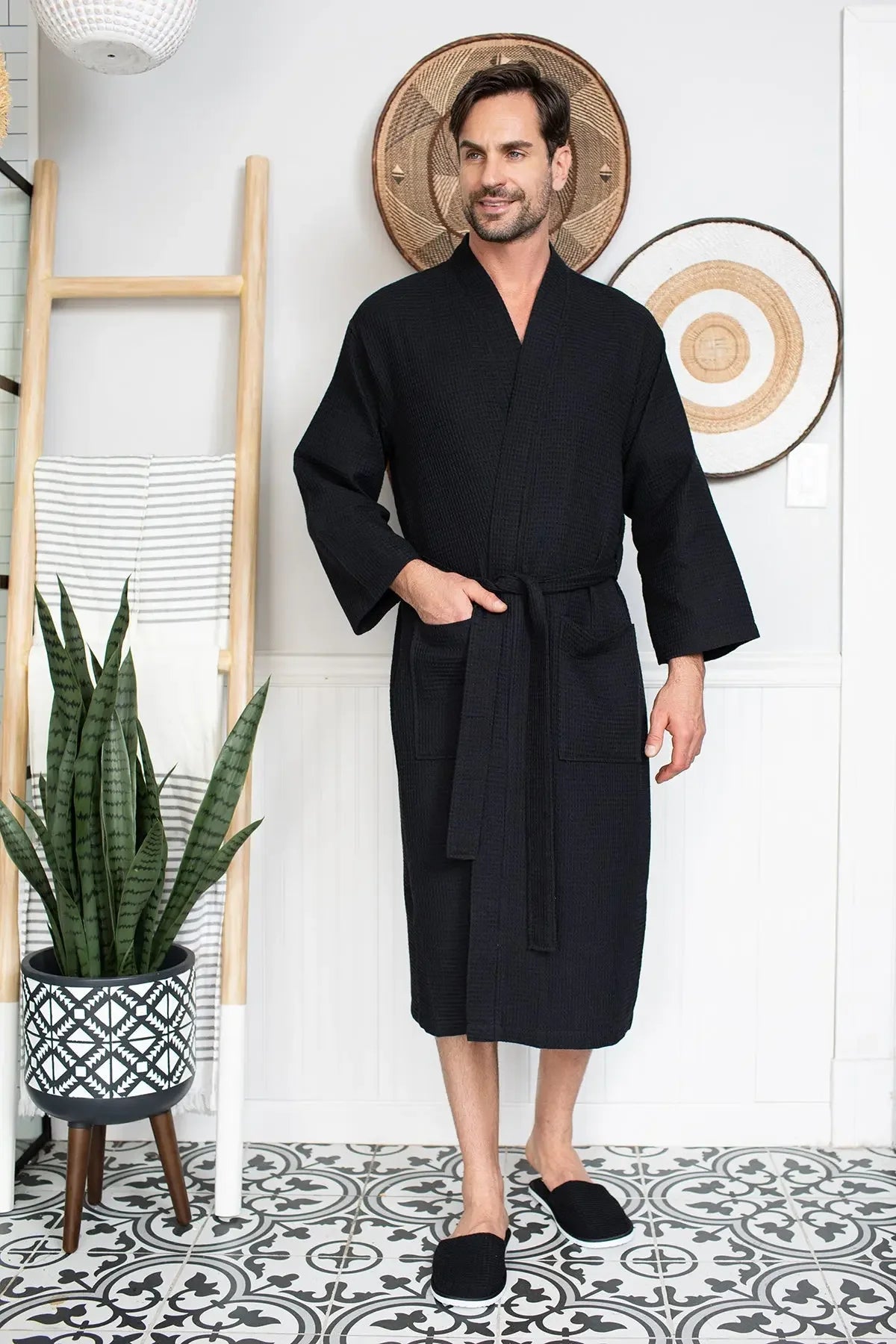 Waffle Spa Bathrobe for Men – Absorbent, Lightweight