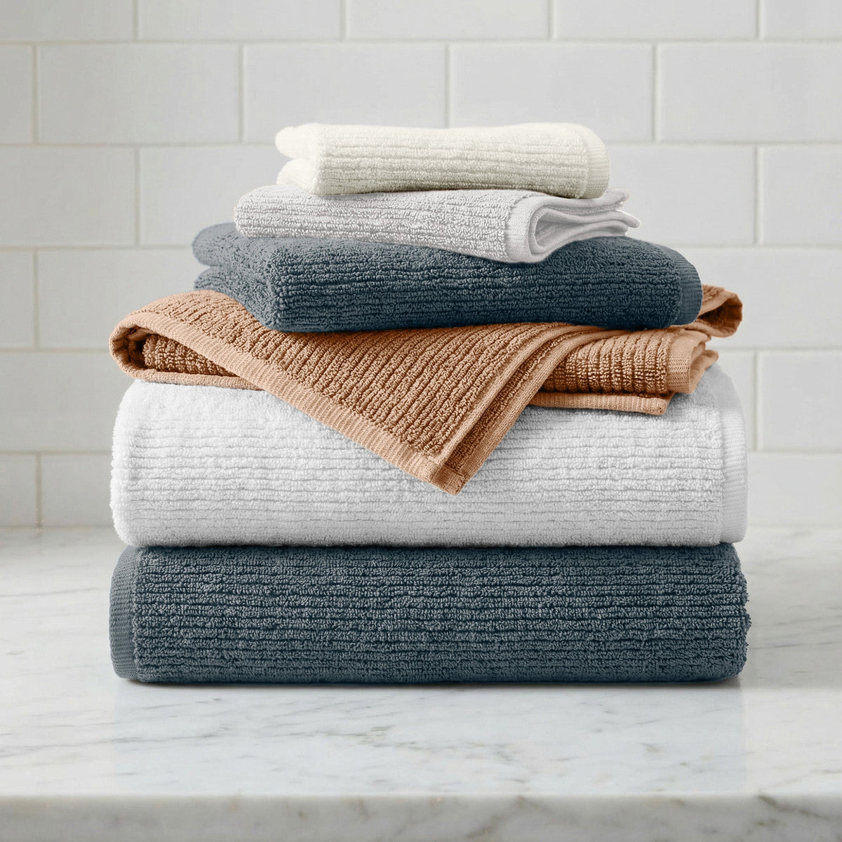 Turkish Cotton Ribbed 6 – Piece Bath Towel Set – Georgiana Collection