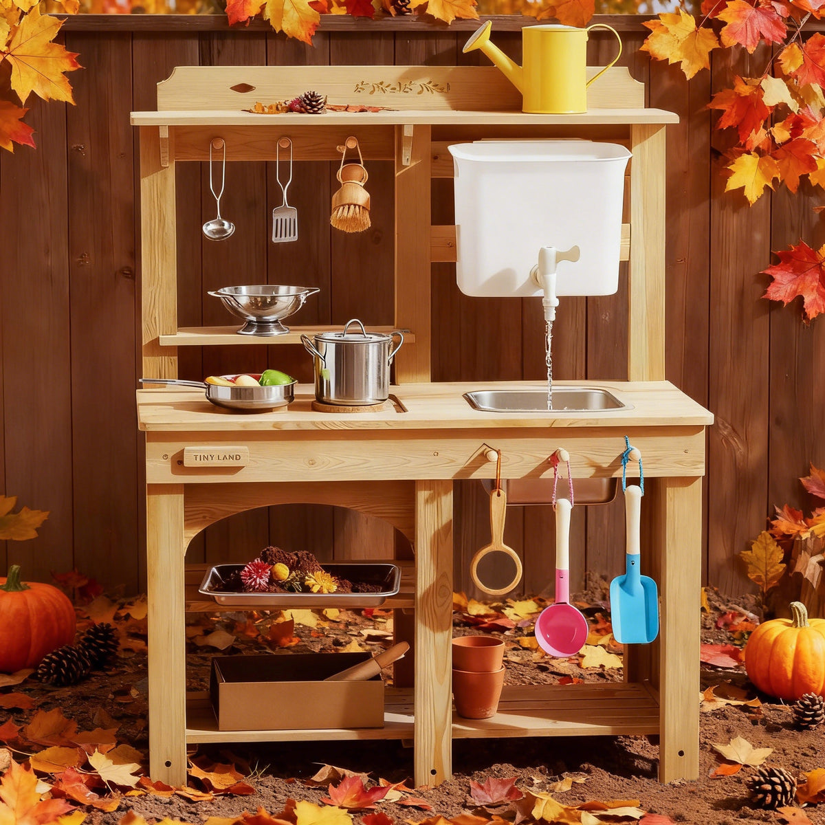 Tiny Land® Mud Kitchen – DuoPlay Outdoor Play Kitchen for Kids
