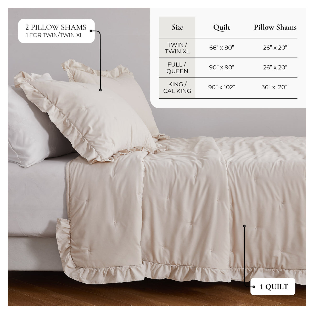 Dot Stitched Ruffled Quilt Set – Dot – Ruffled Collection