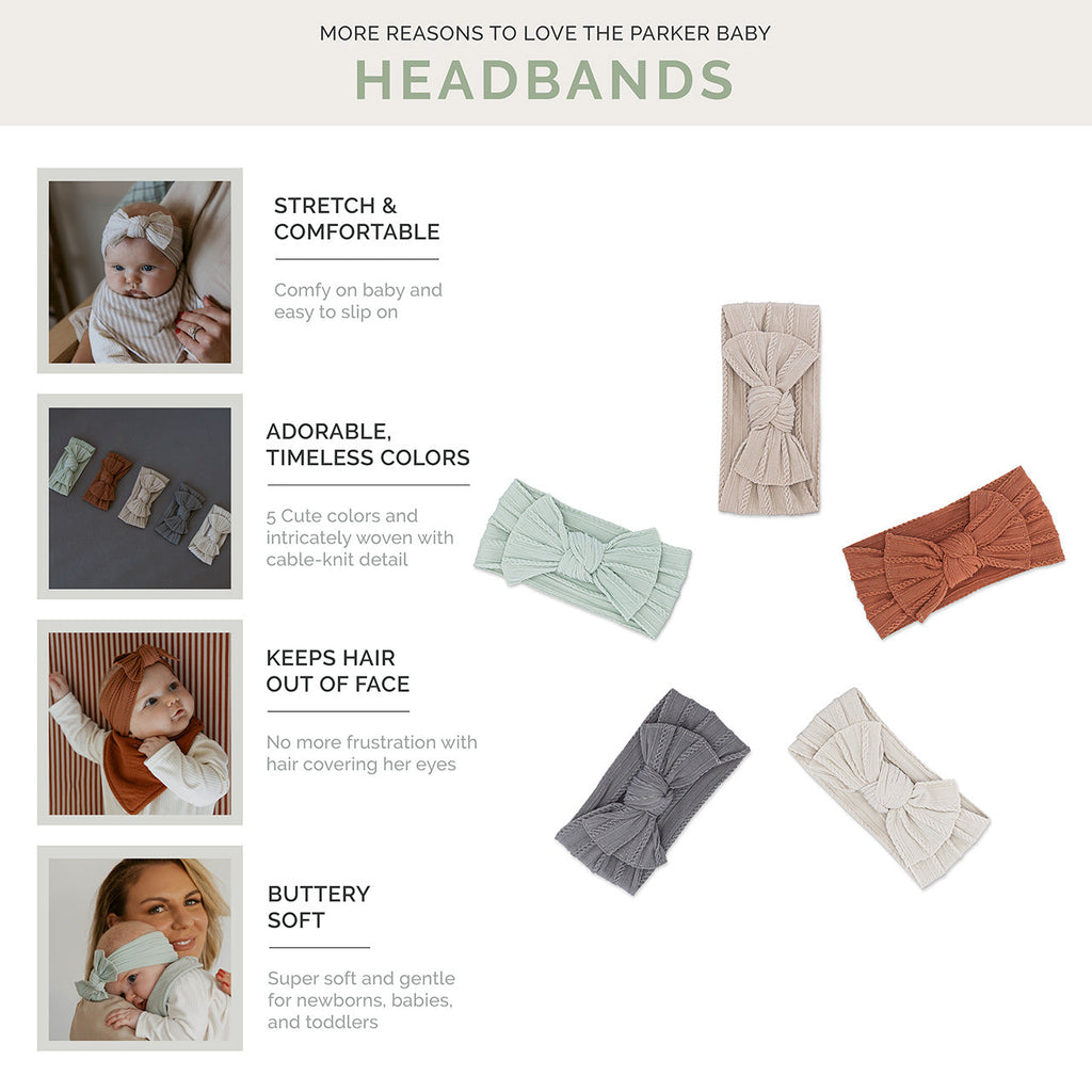 Pebble Set – Cable Knit Knotted Headbands – 5 Pack