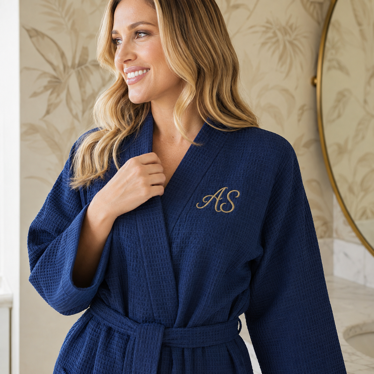 Knee – Length Waffle Robe for Women