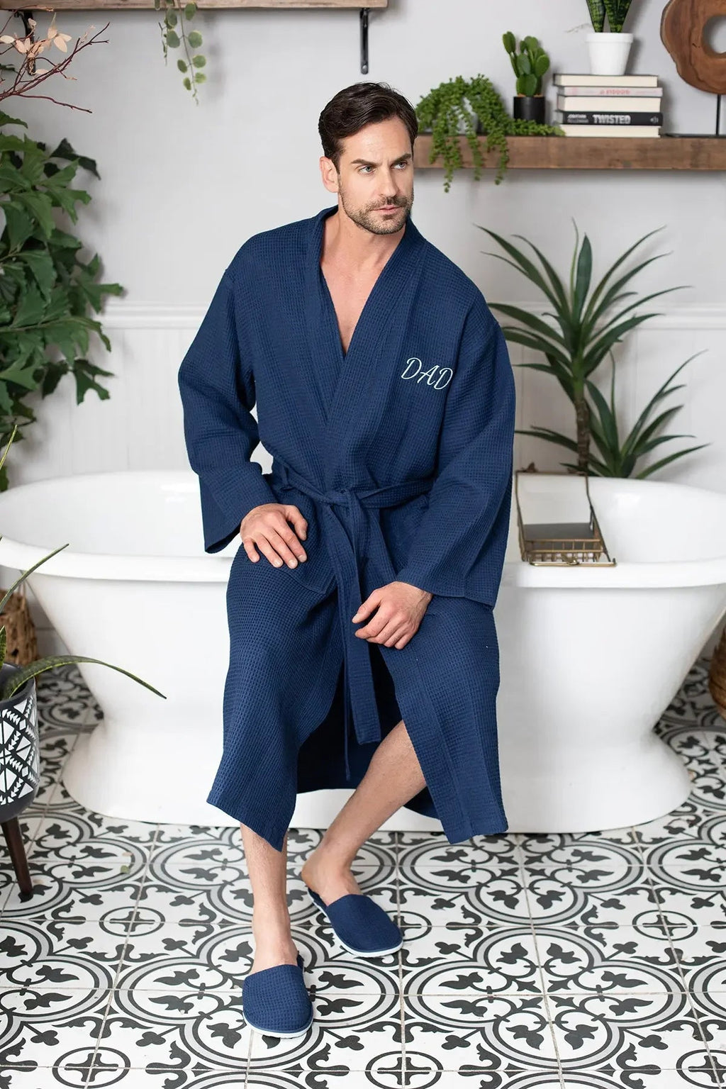 Waffle Spa Bathrobe for Men – Absorbent, Lightweight