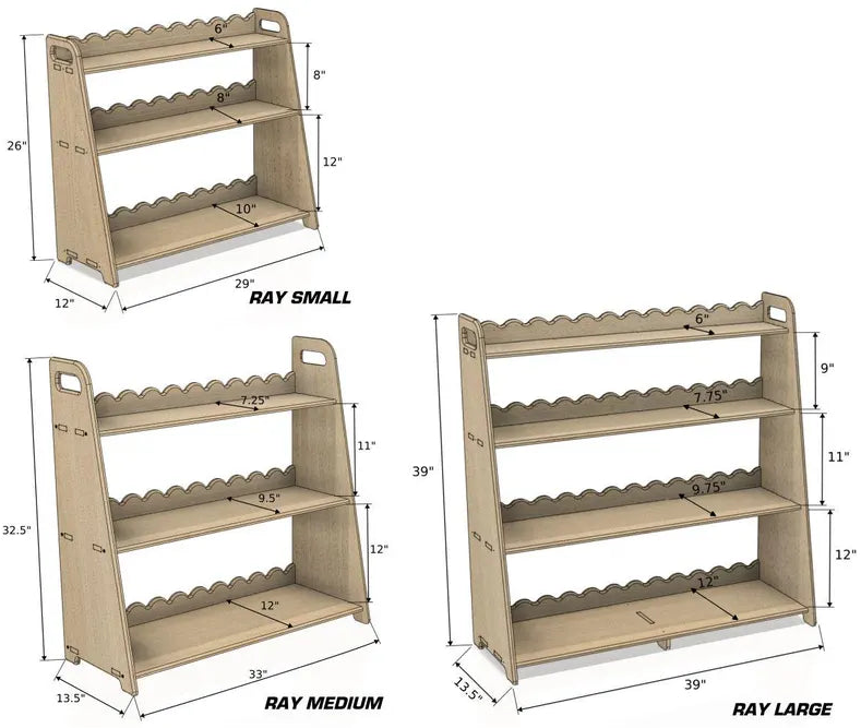 RAY+ROY – Scalloped Toy Shelf + Bookshelf