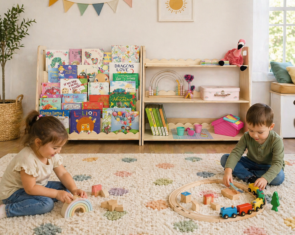 RAY+ROY – Scalloped Toy Shelf + Bookshelf