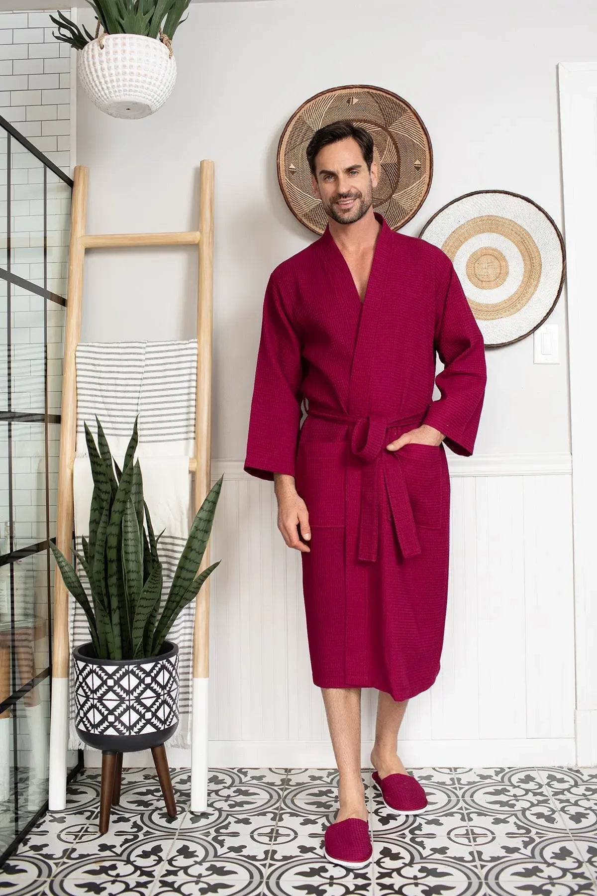 Waffle Spa Bathrobe for Men – Absorbent, Lightweight