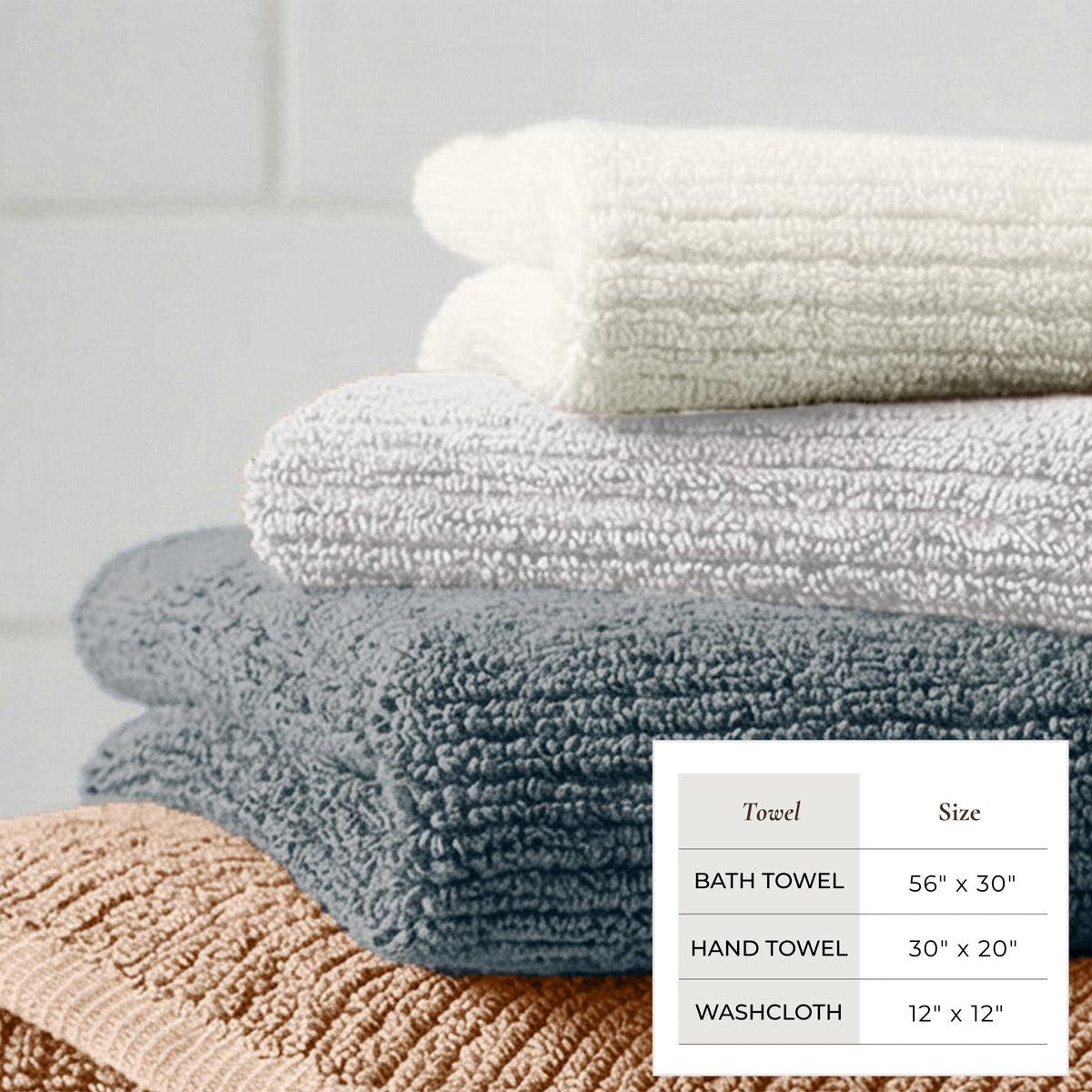 Turkish Cotton Ribbed 6 – Piece Bath Towel Set – Georgiana Collection