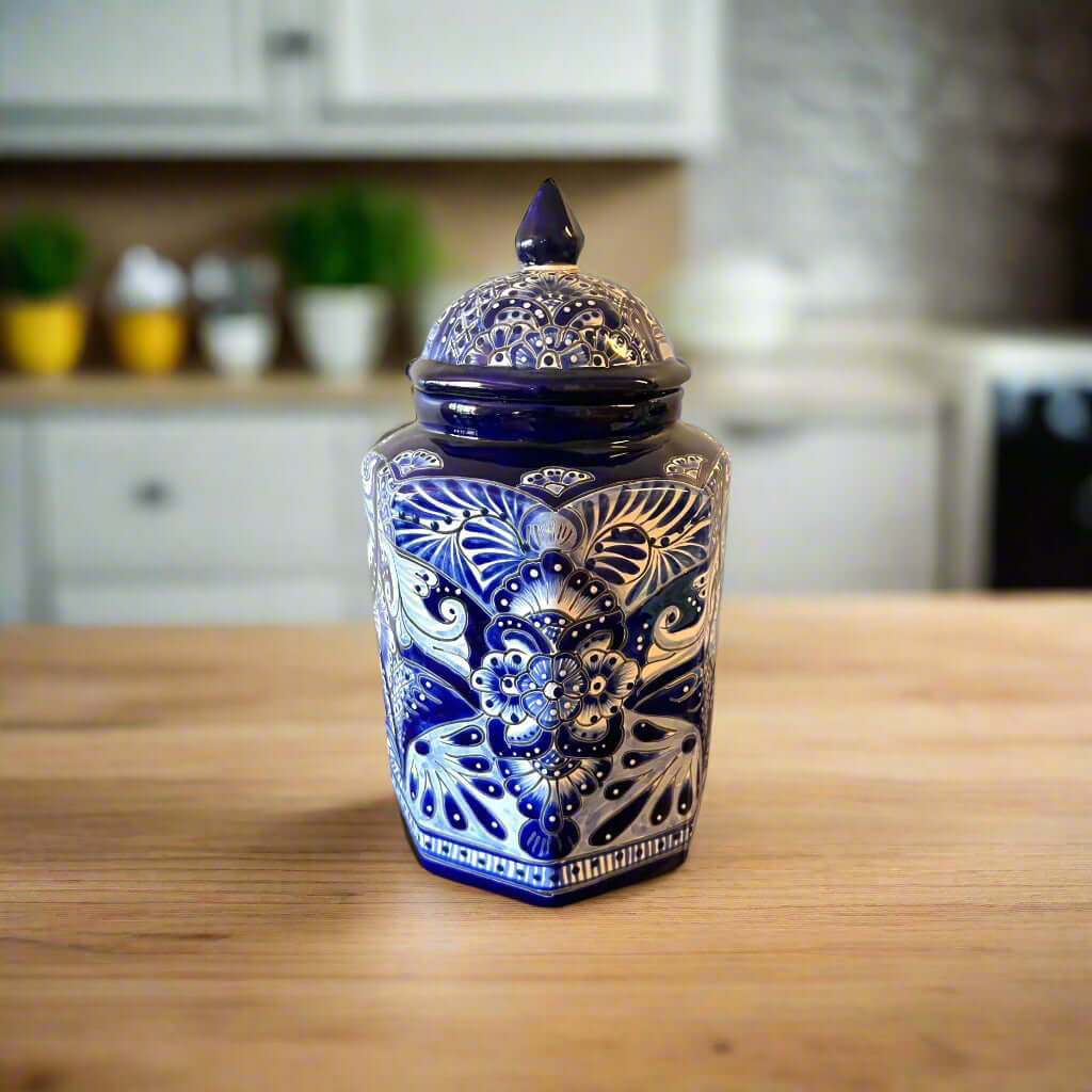 Talavera Blue & White Canister Set | Mexican Handmade Pottery