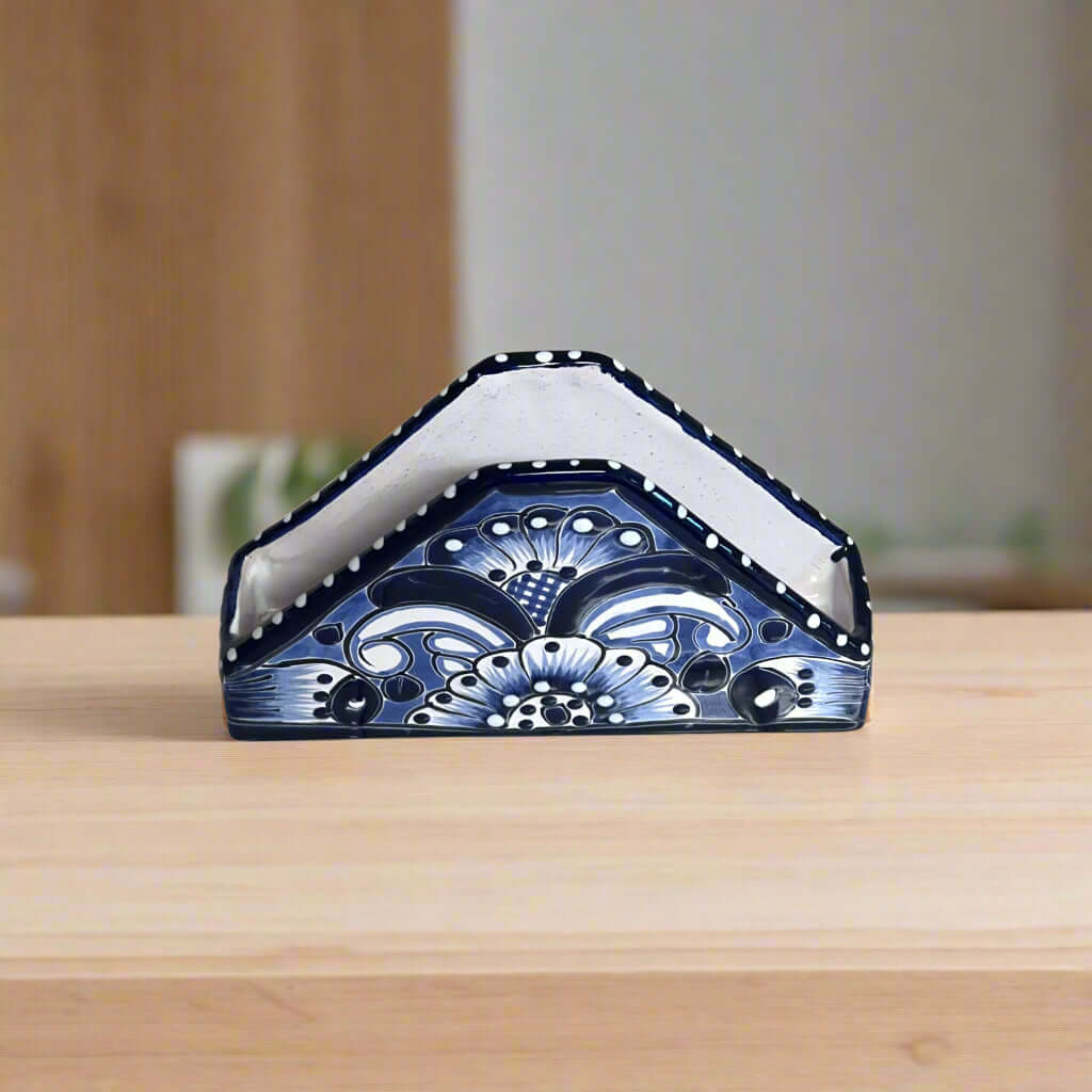 Talavera Napkin Holder | Mexican Blue & White Decor
