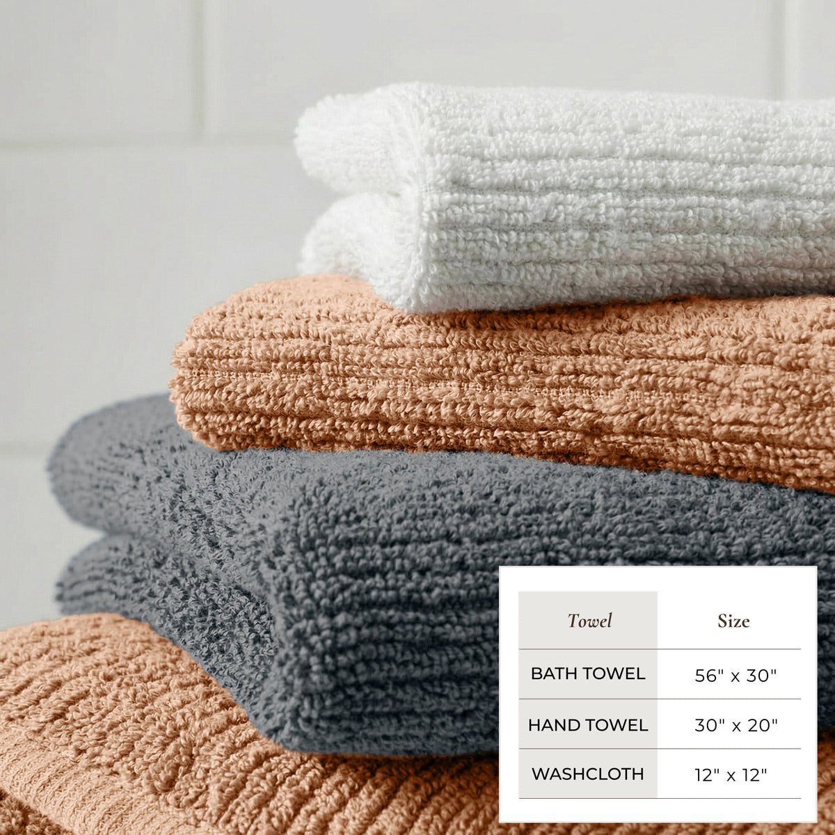 Turkish Cotton Ribbed 6 – Piece Bath Towel Set – Georgiana Collection