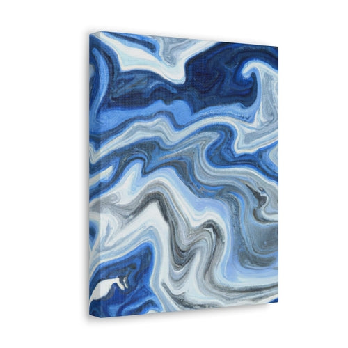 Wall Art Decor – Canvas Print Artwork – Blue White Grey Marble Pattern