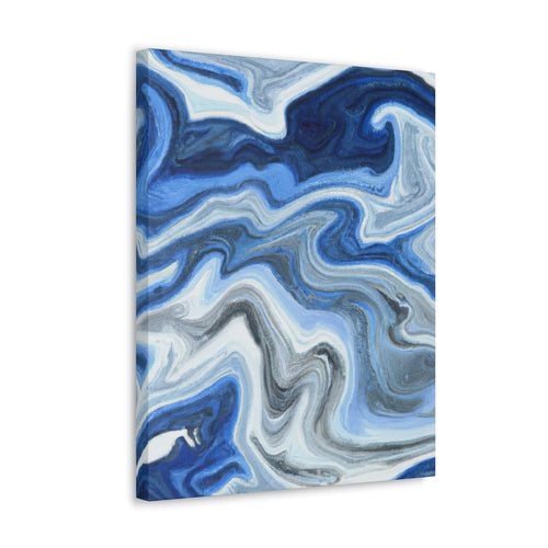 Wall Art Decor – Canvas Print Artwork – Blue White Grey Marble Pattern