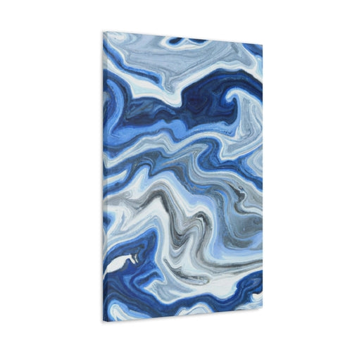 Wall Art Decor – Canvas Print Artwork – Blue White Grey Marble Pattern