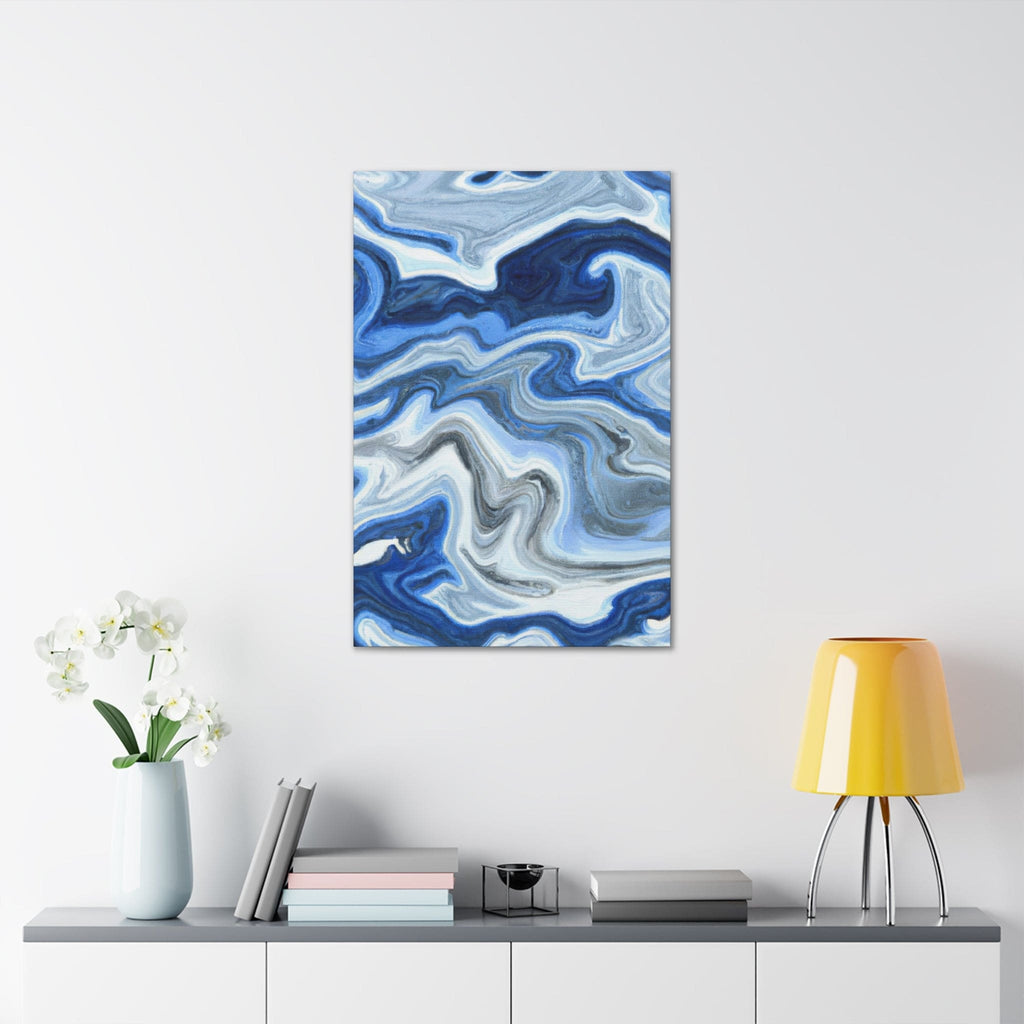 Wall Art Decor – Canvas Print Artwork – Blue White Grey Marble Pattern
