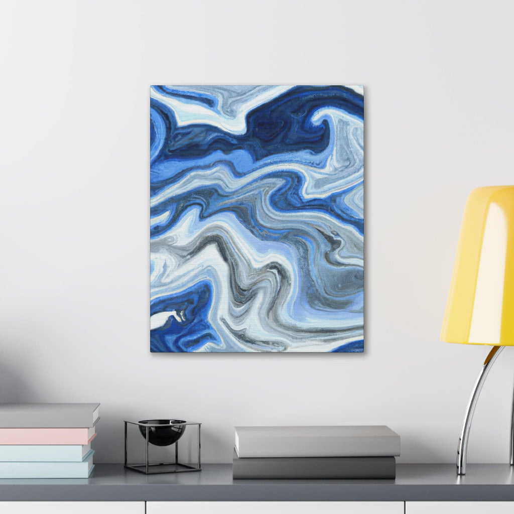 Wall Art Decor – Canvas Print Artwork – Blue White Grey Marble Pattern