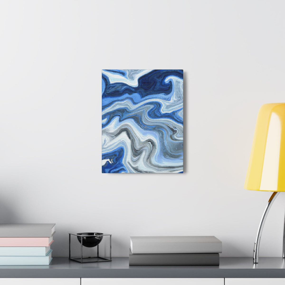 Wall Art Decor – Canvas Print Artwork – Blue White Grey Marble Pattern