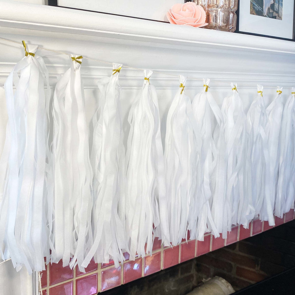 DIY White Tassel Tail Kit | Paper Fringe Garland & Balloon Decor