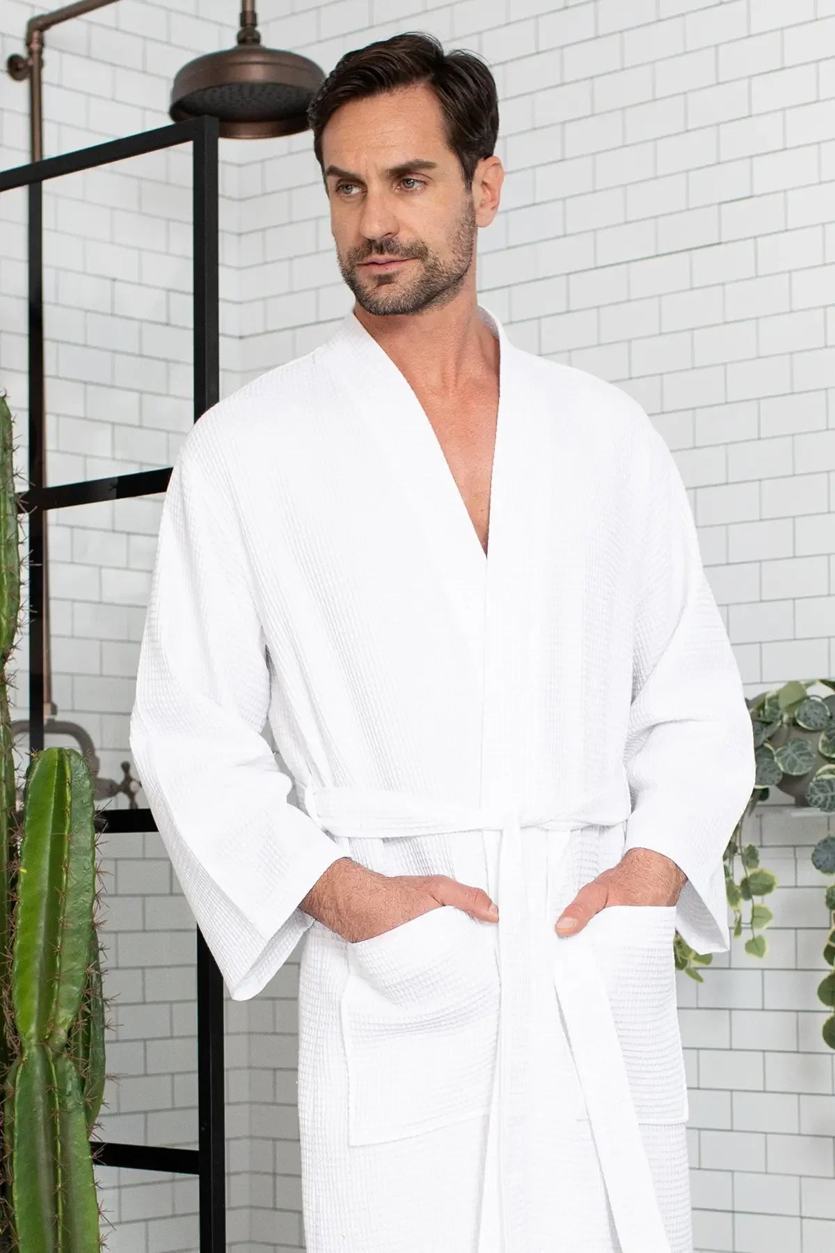 Waffle Spa Bathrobe for Men – Absorbent, Lightweight