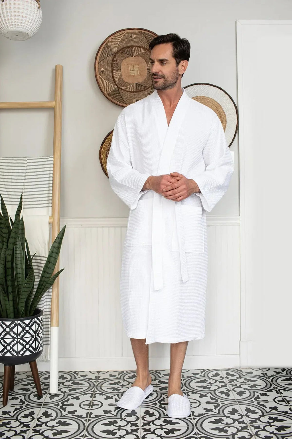 Waffle Spa Bathrobe for Men – Absorbent, Lightweight