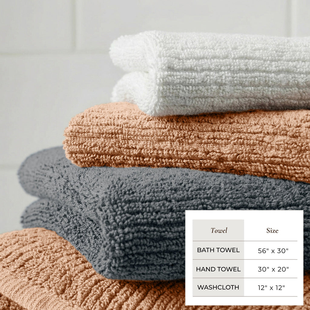 Turkish Cotton Ribbed 6 – Piece Bath Towel Set – Georgiana Collection